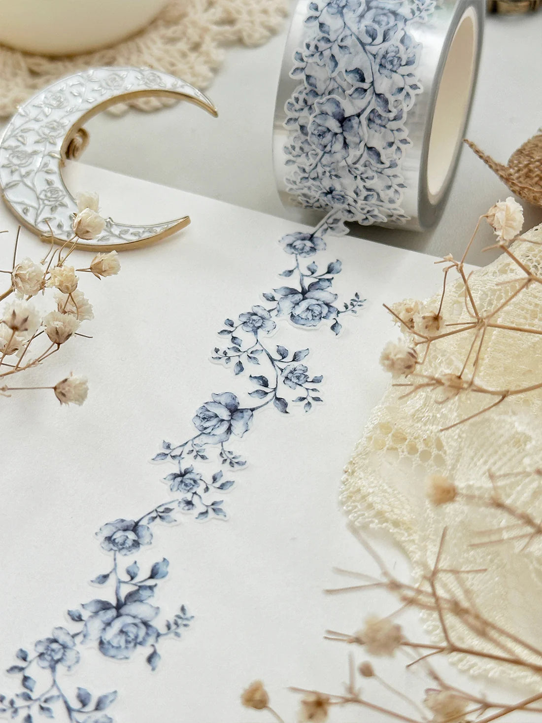 leelajournals - Rose Vine Die Cut Washi Tape - Blue