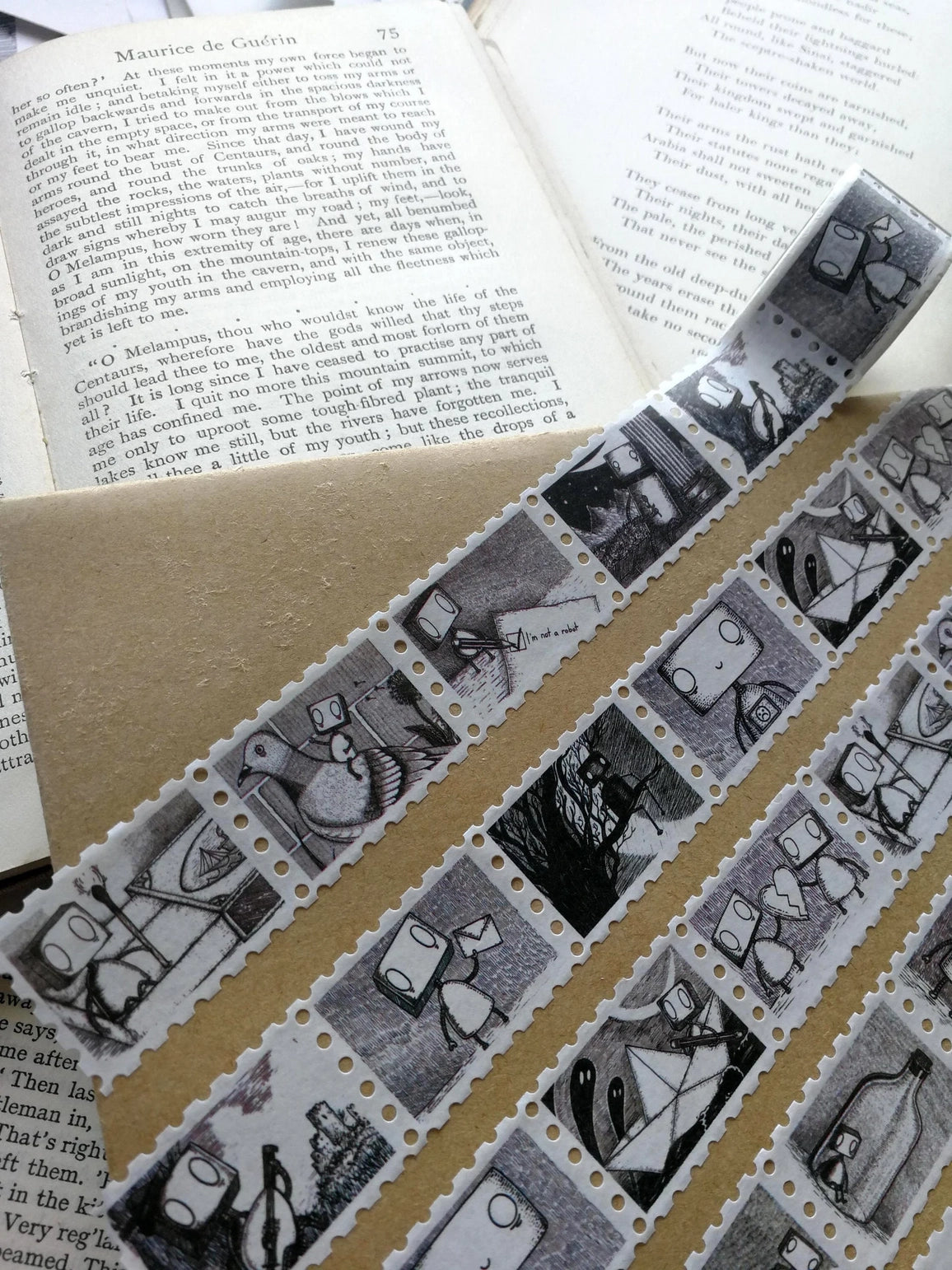 Jon Turner Illustration - Robot Stamps Washi Tape - Landscape Format