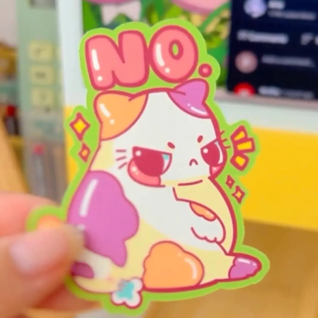 Grumpy No Cat (Calico, Green) Vinyl Sticker