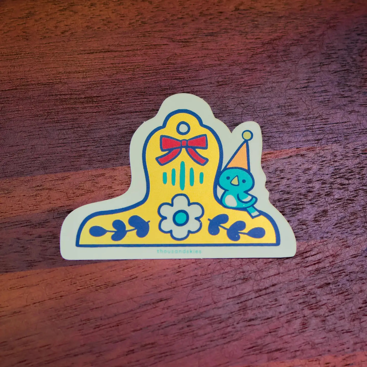 Thousand Skies - Blue Bird Brass Clip Holographic Vinyl Sticker