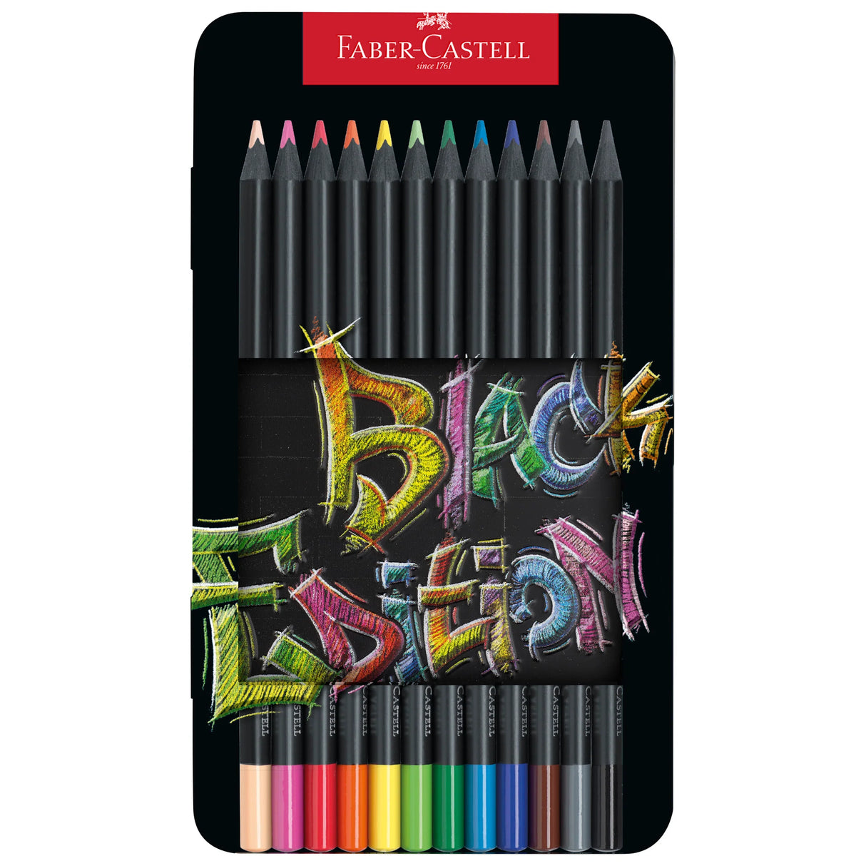 Faber-Castell Black Edition Colored Pencils - Tin of 12