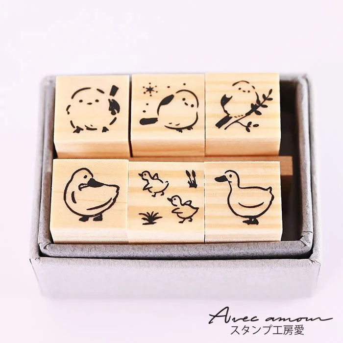 Stamp Studio Ai Mini Stamp Set of 6 - Shimaenaga and Duck