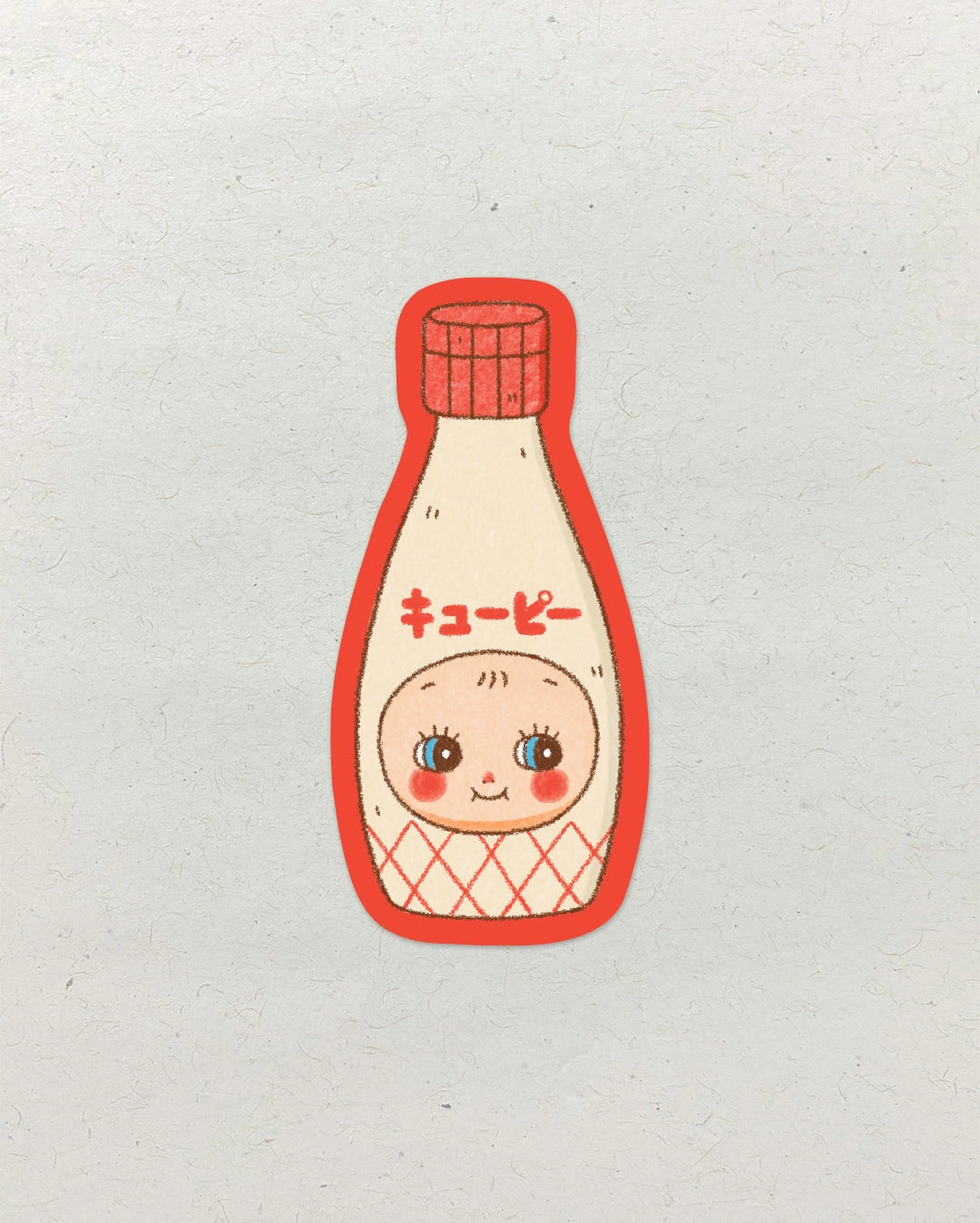 Kewpie Mayo Vinyl Sticker by natamori
✿ approx. 7.5 × 3.5 cm
✿ on a 3" × 3.5" sheet, easy to peel and stick
✿ matte vinyl sticker
✿ water- and scratch-resistant