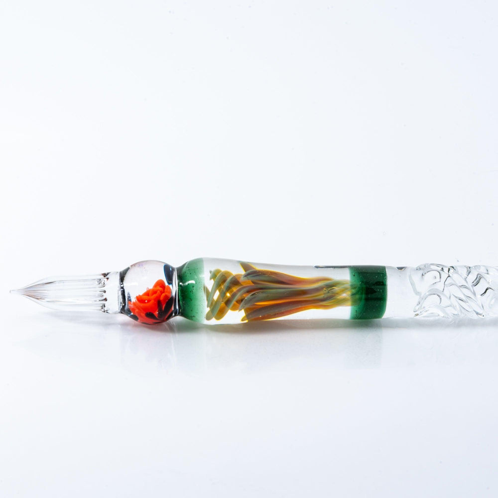 Orange Rose Glass Dip Pen