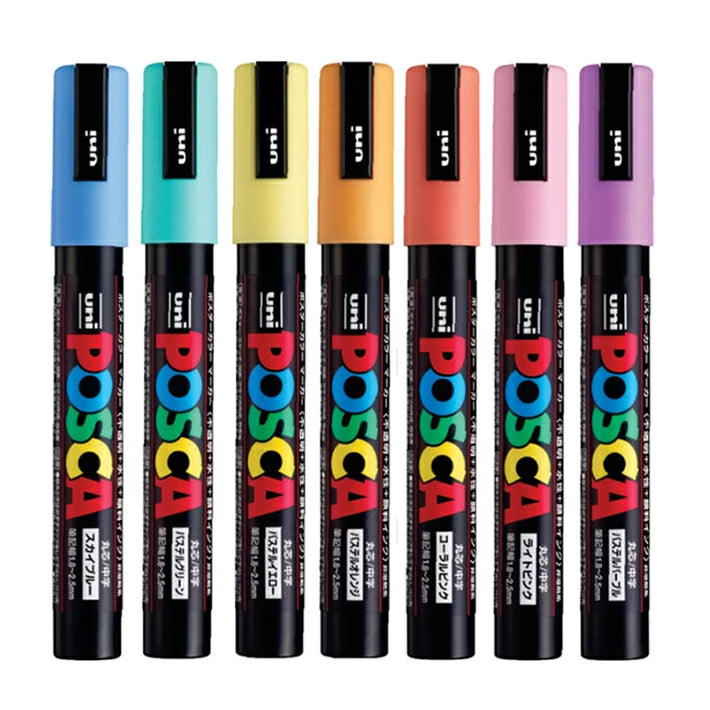 POSCA Paint Marker 7-Color PC-5M Pastel Color Set