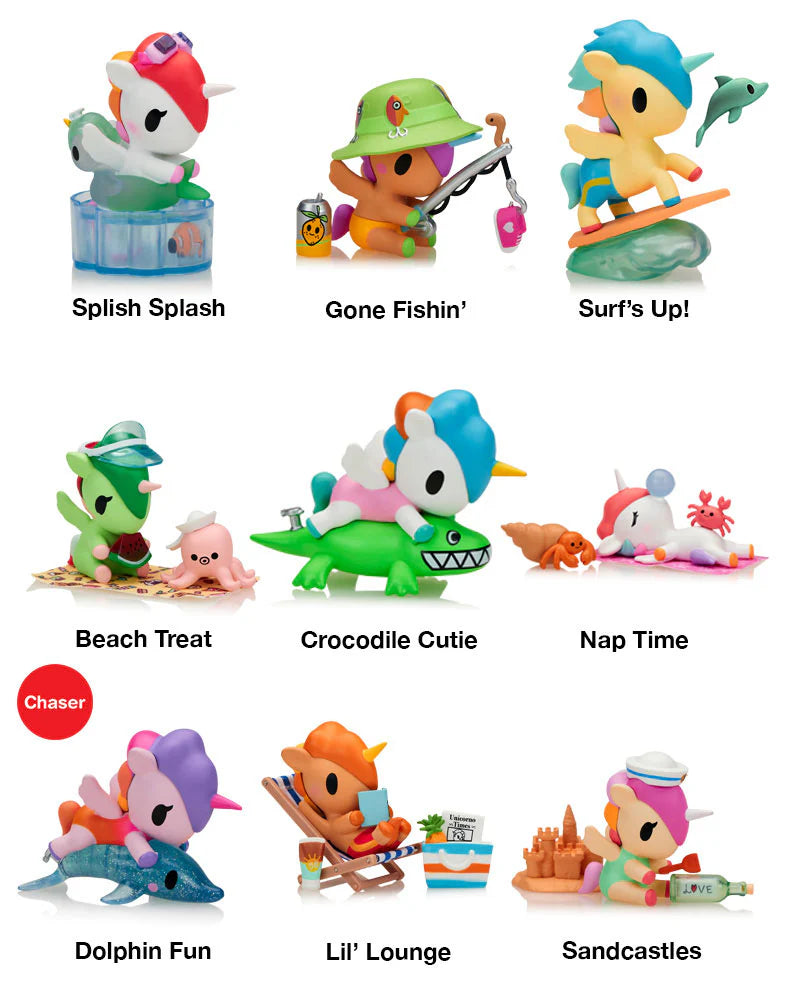 The Unicornos are catching rays and good vibes in this sunny new series!& From building Sandcastles to chilling at Lil’ Lounge, each Unicorno is living their best beach day! With 9 adorable designs—including the Dolphin Fun chaser - there’s a splash of fun in every box! Dive into the sunshine—collect them all before the tide rolls out!