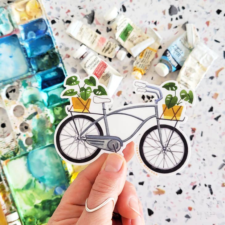 Bicicleta con pegatina de Monstera