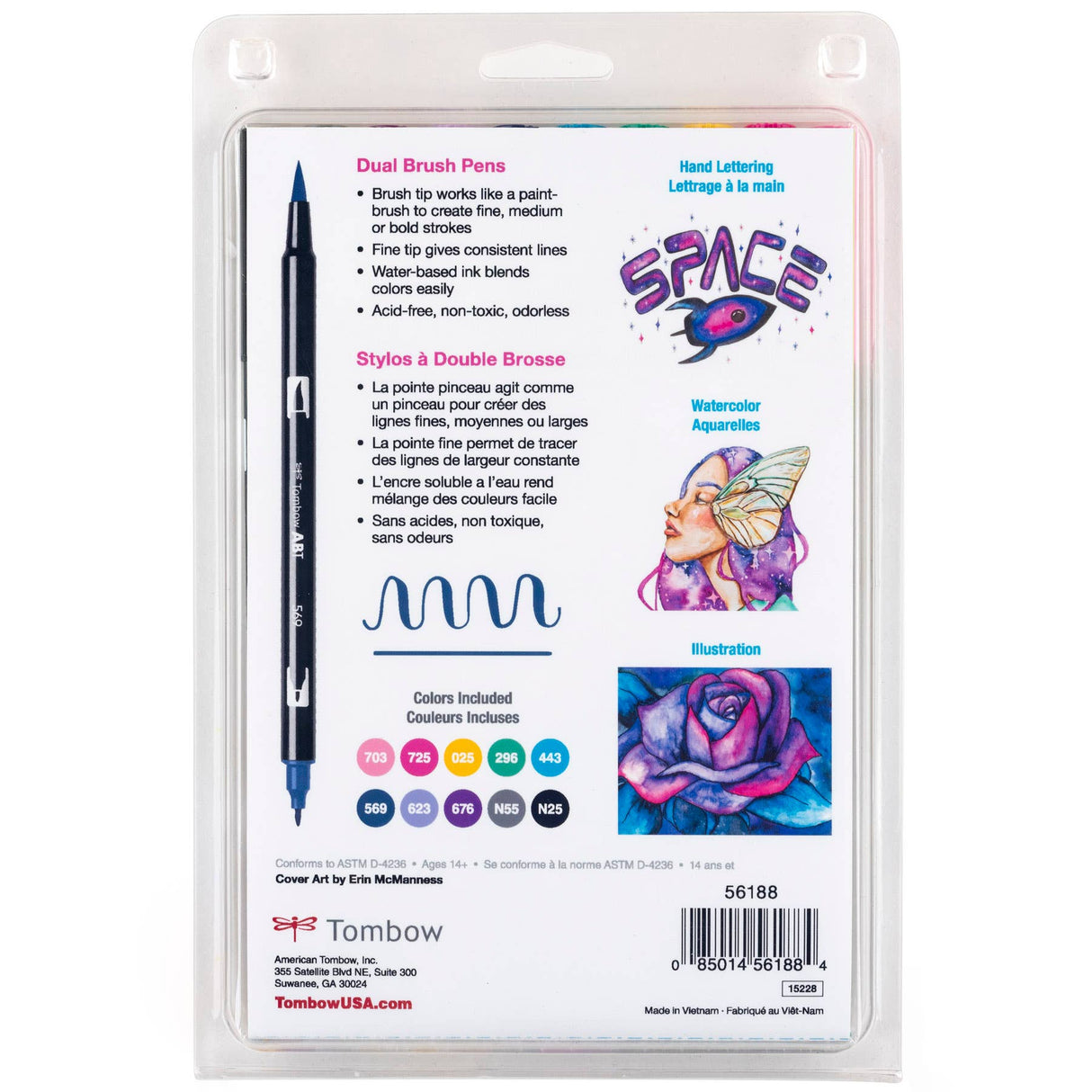 Marcadores artísticos con punta de pincel doble Galaxy, paquete de 10