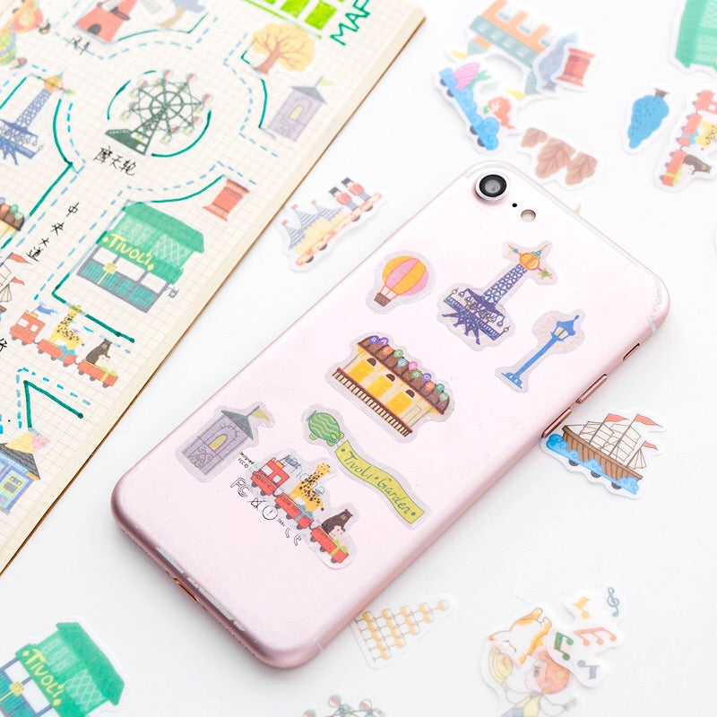 Pegatinas washi en forma de carroza de desfile (40 piezas)