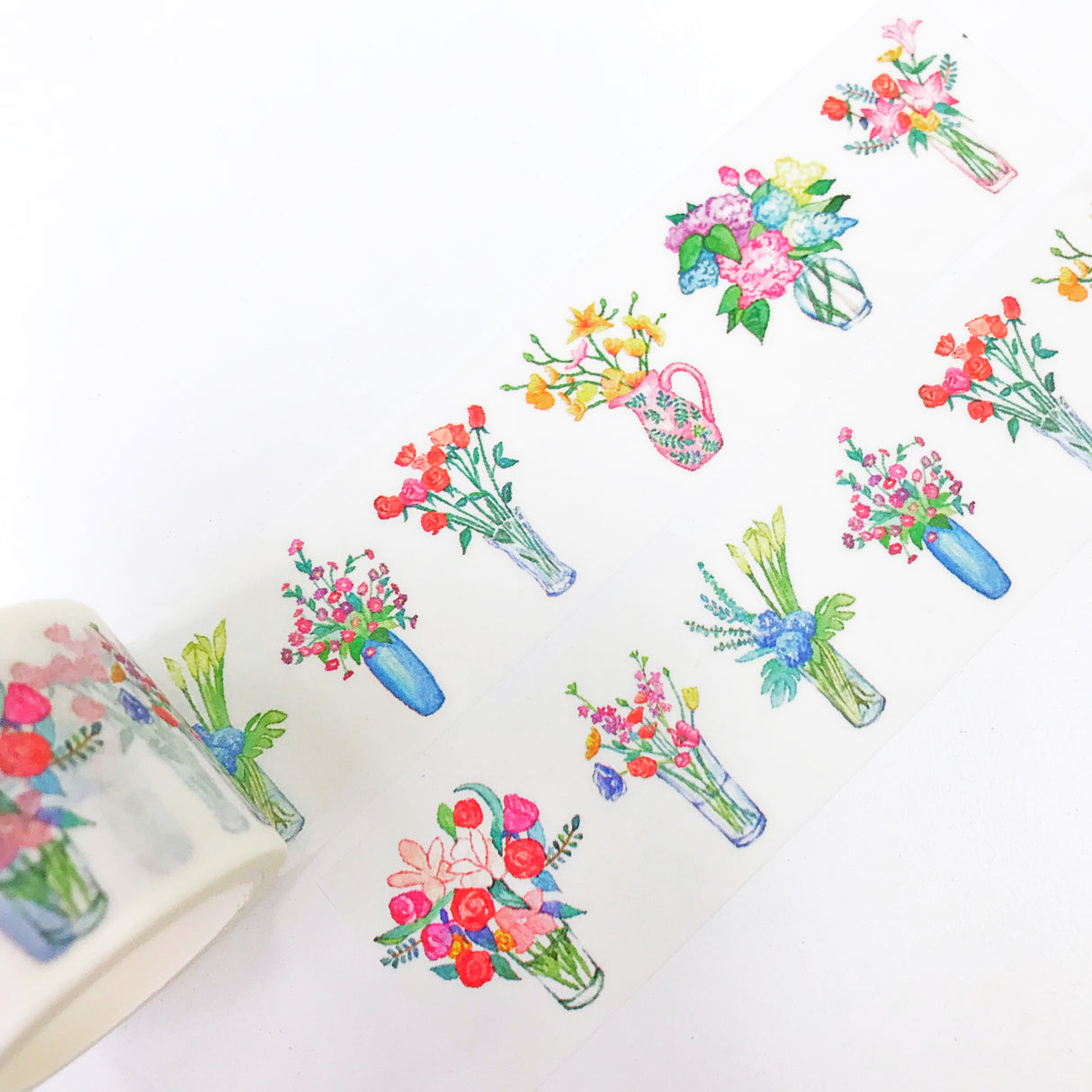 Cinta washi con ramo de flores