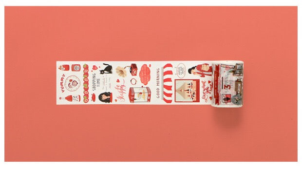 Red Collage Wide Washi Tape
