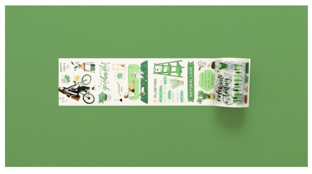 Green Collage Wide Washi Tape