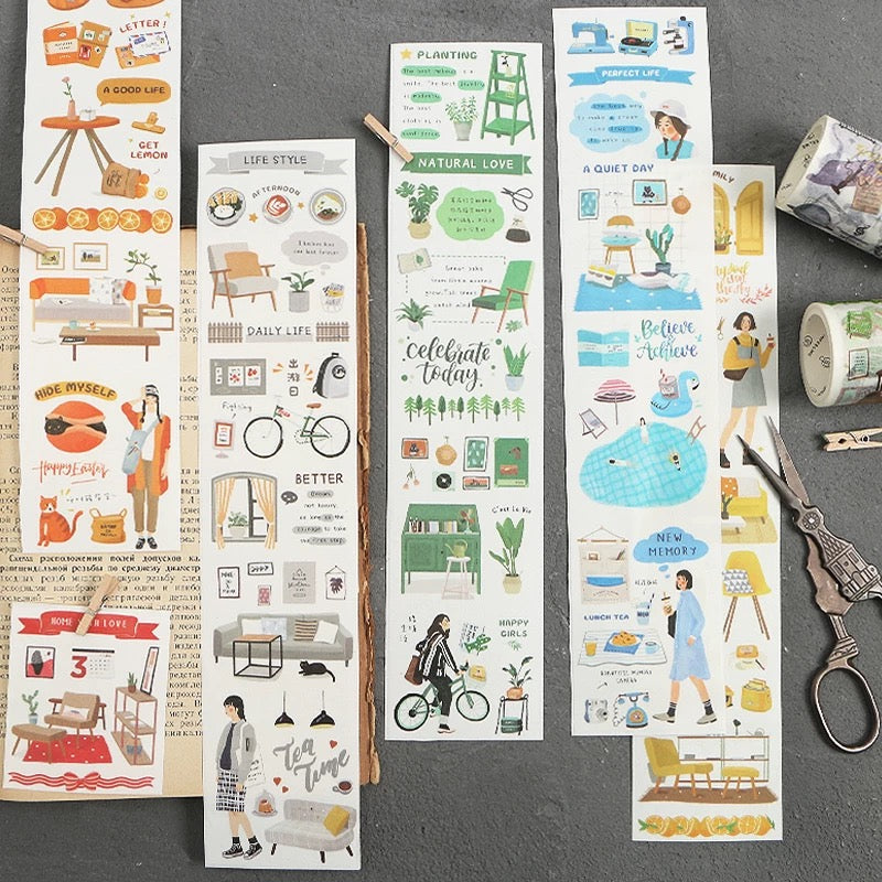 Green Collage Wide Washi Tape