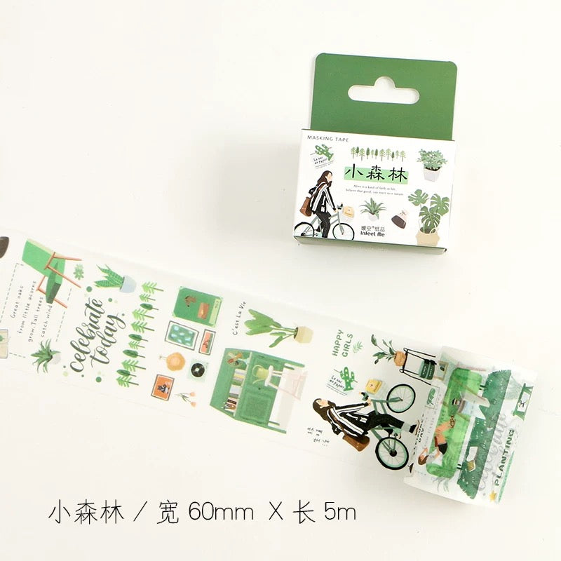 Green Collage Wide Washi Tape