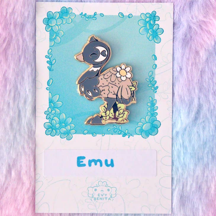 Pin esmaltado de emú frondoso
