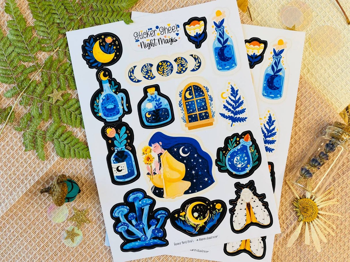 Hoja de pegatinas de magia nocturna