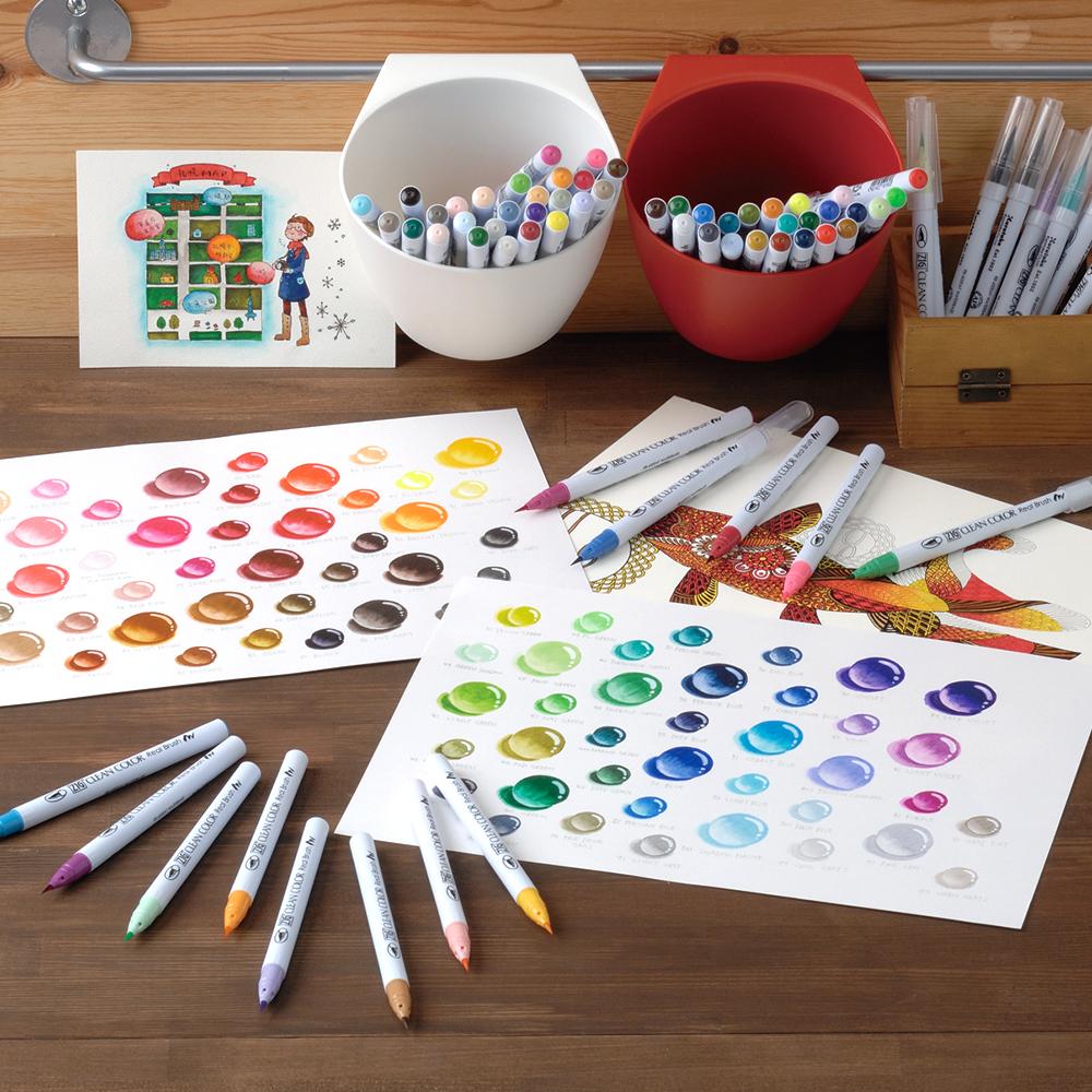Juego de 48 marcadores Zig Clean Color Real Brush