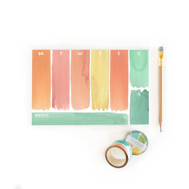 Bloc de notas con planificador semanal Rainbow Brushstrokes