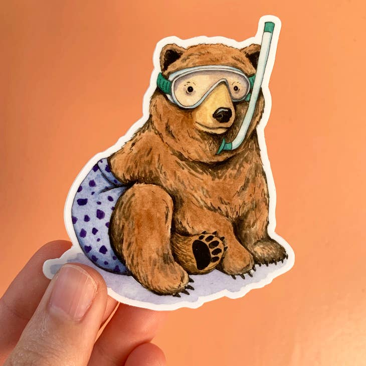 Snorkeling Bear Sticker
