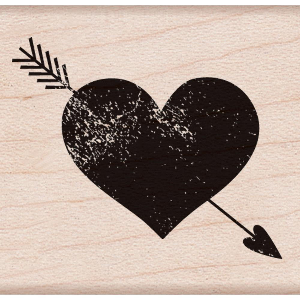 Sello de goma con forma de corazón y flecha