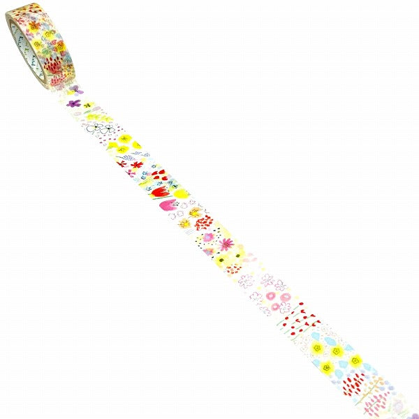 Cinta washi con motivos de jardín de flores de primavera