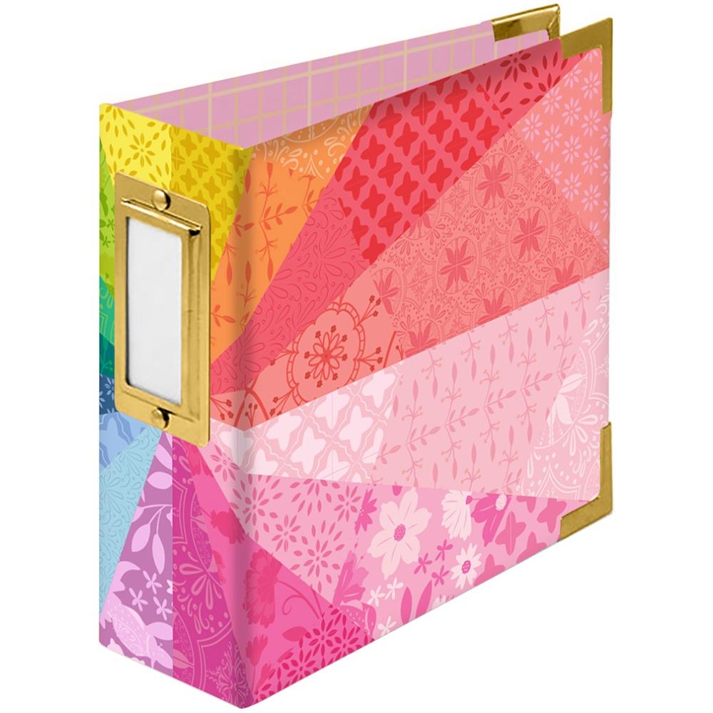 Álbum de anillas en forma de D de 4" x 4" con rueda de colores de Paige Evans 