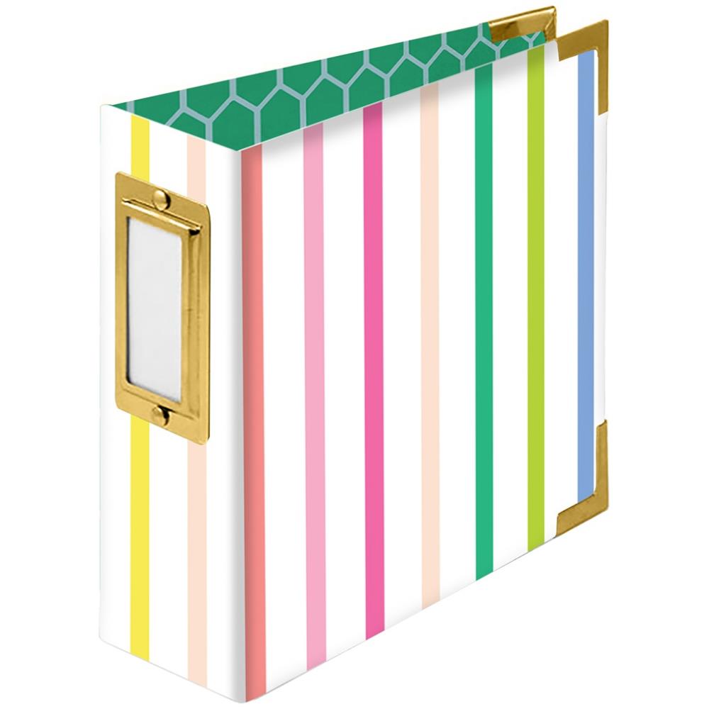 Álbum con anilla en D de 4" x 4" con rayas de Paige Evans 