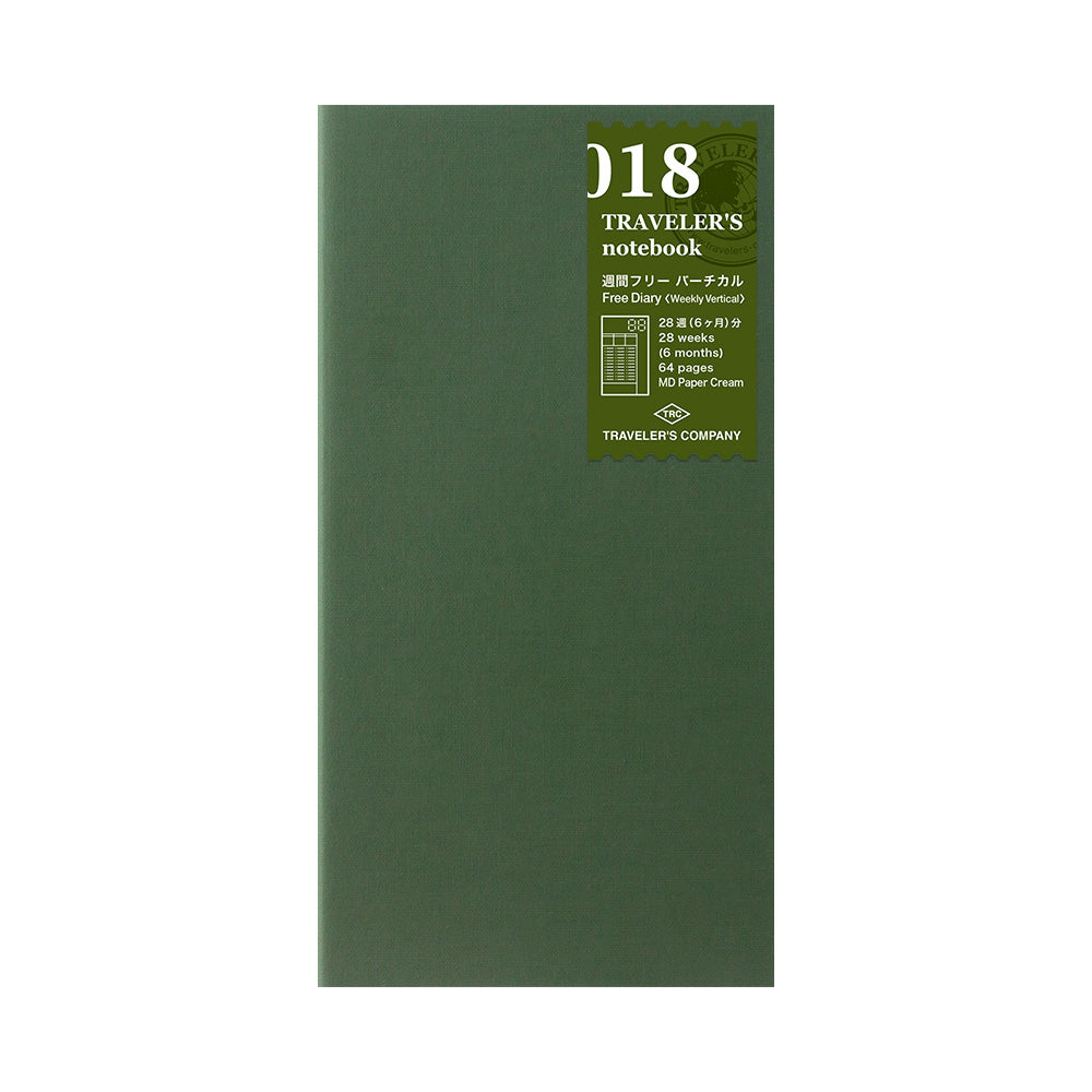 TRAVELER'S notebook 018 Free Diary Weekly Vertical Notebook (Regular Size)