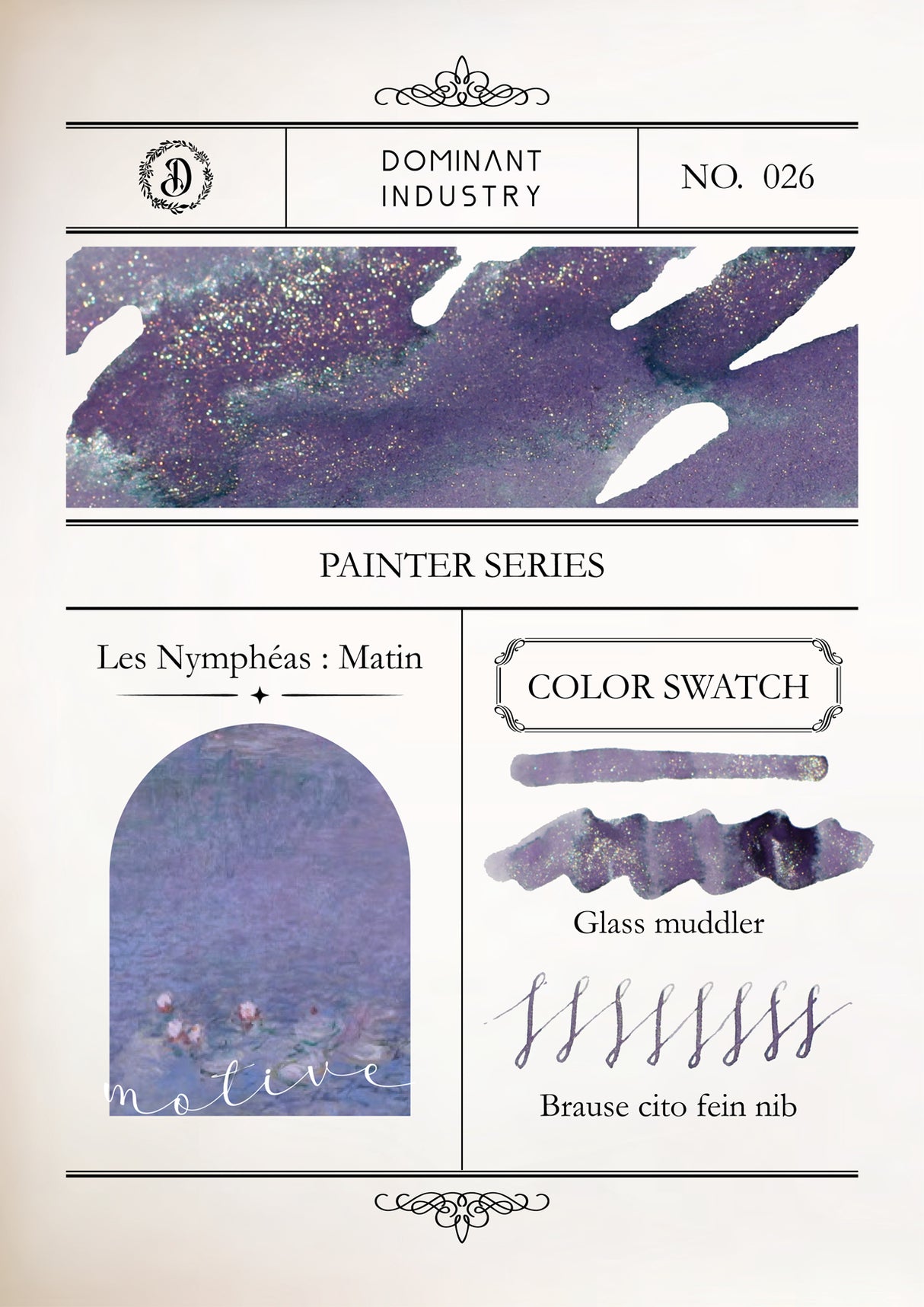 Dominant Industry Pearl Ink 25ml - Painter Series - Les Nympheas: Matin