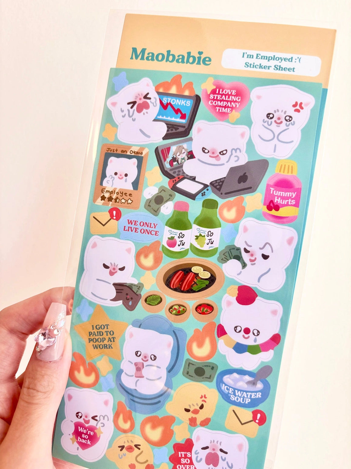 Maobabie Sticker Sheet - I'm Employed