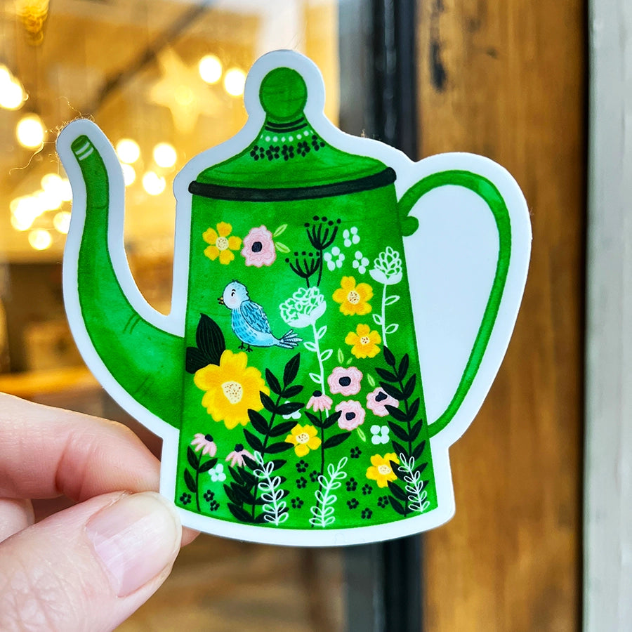 Forest & Fauna Paper Co. Vinyl Sticker - Green Teapot