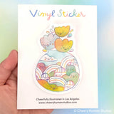 Rainbow Town + Flowers Vinyl Sticker