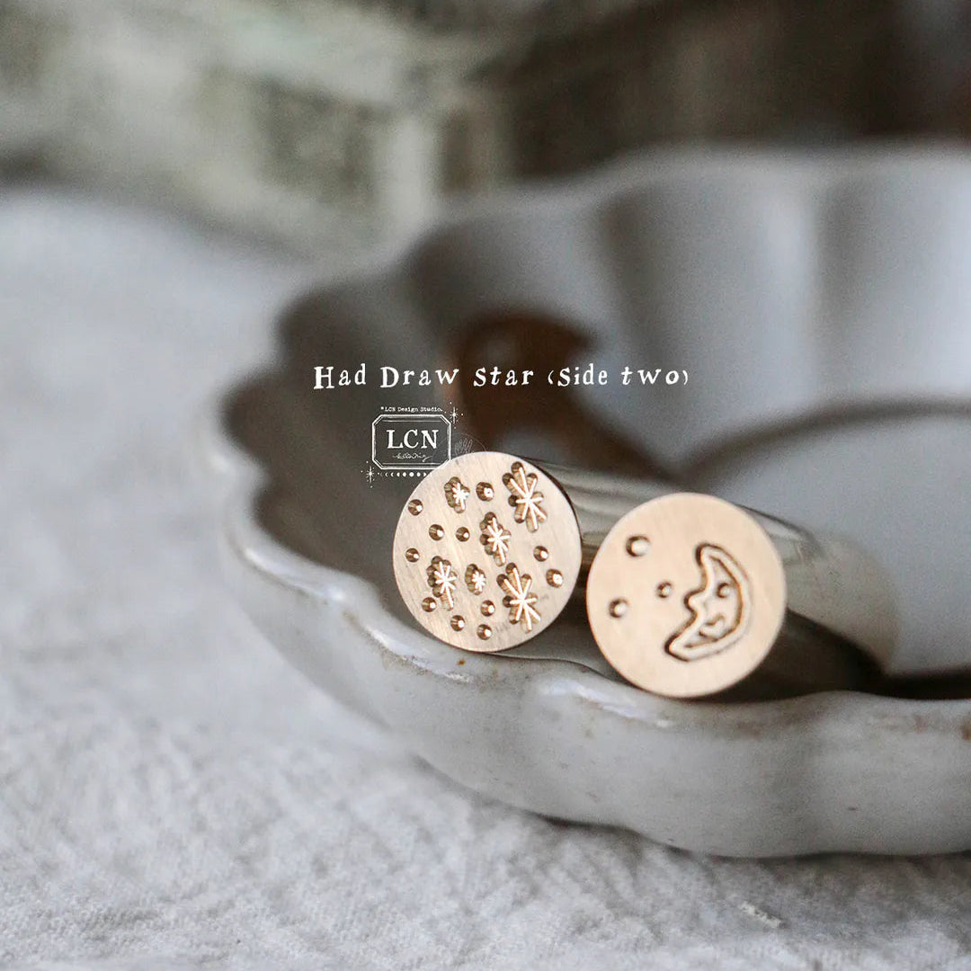 LCN Mini Double-Sided Wax Seal Stamp Set: Hand-drawn Stars/Stars & Moon