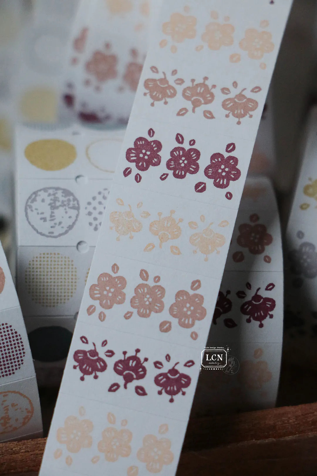 LCN Label Sticker Roll - Spring Flower Red Tone