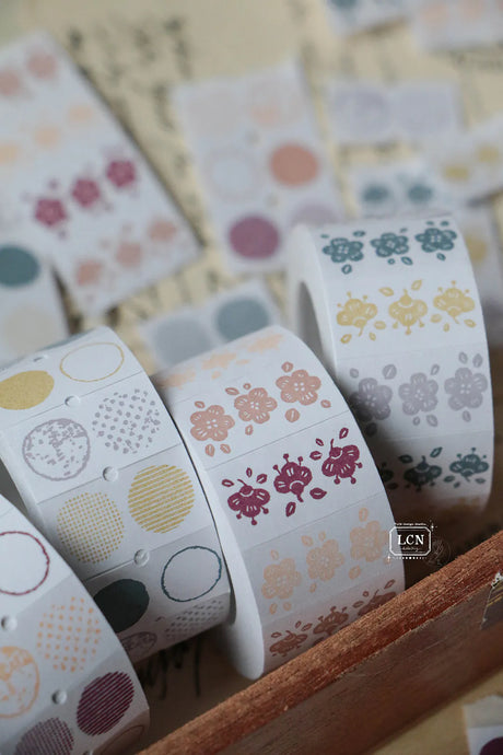LCN Label Sticker Roll - Spring Flower Red Tone