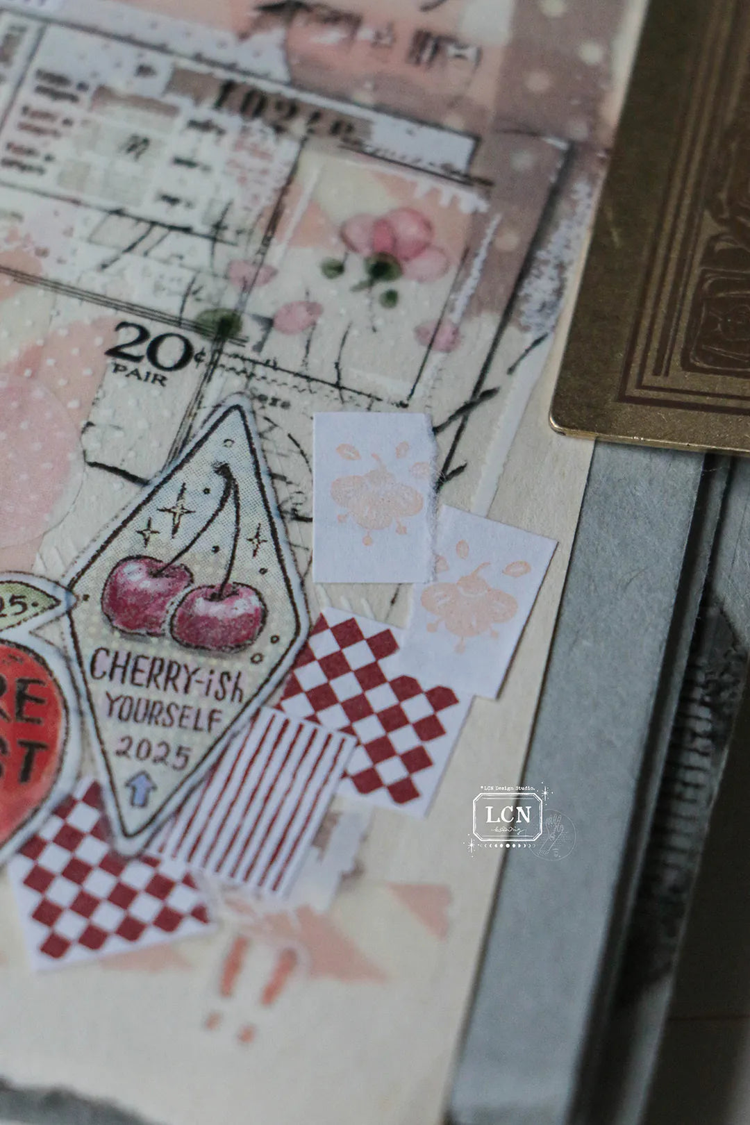 LCN Label Sticker Roll - Spring Flower Red Tone