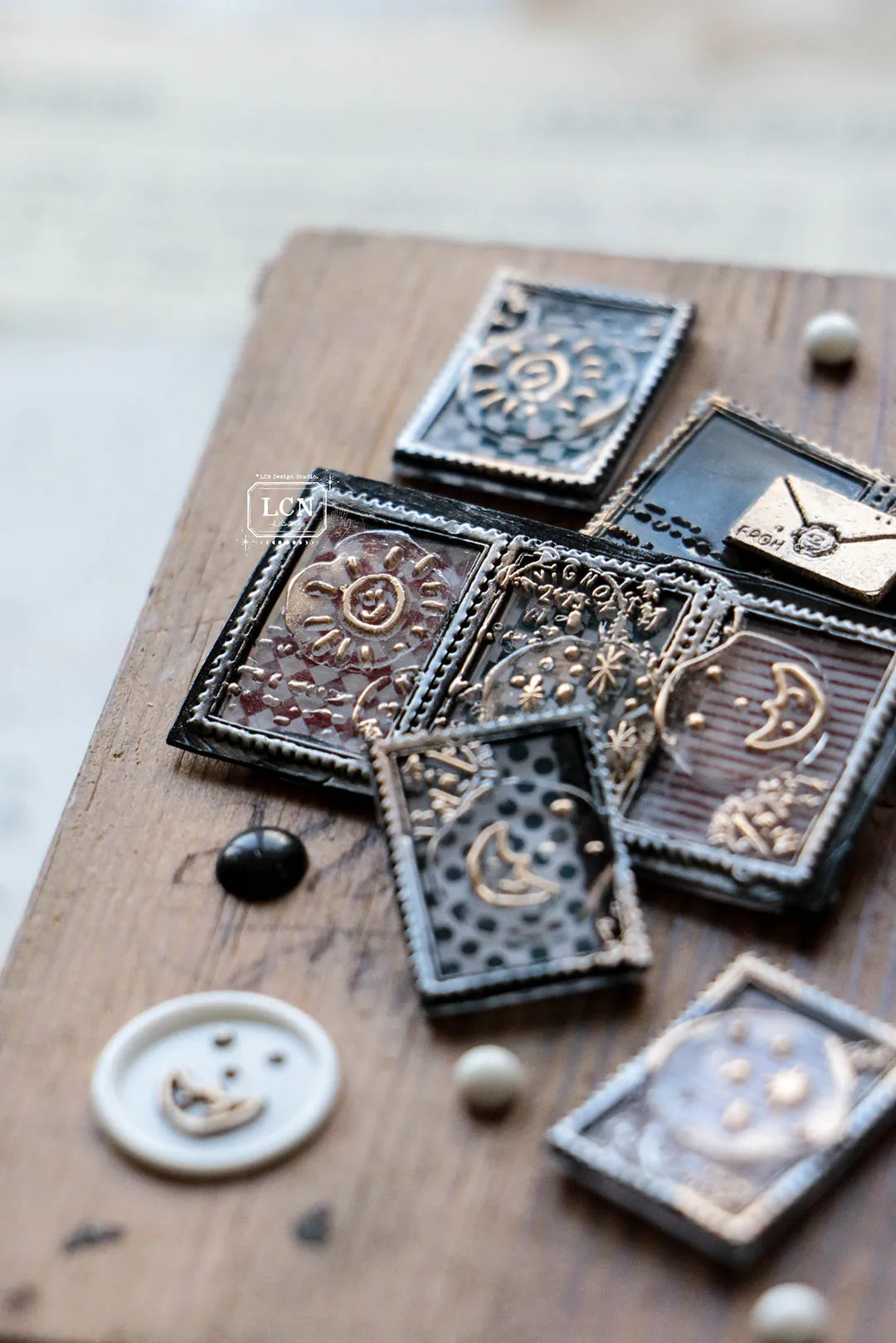 LCN Mini Double-Sided Wax Seal Stamp Set: Hand-drawn Stars/Stars & Moon