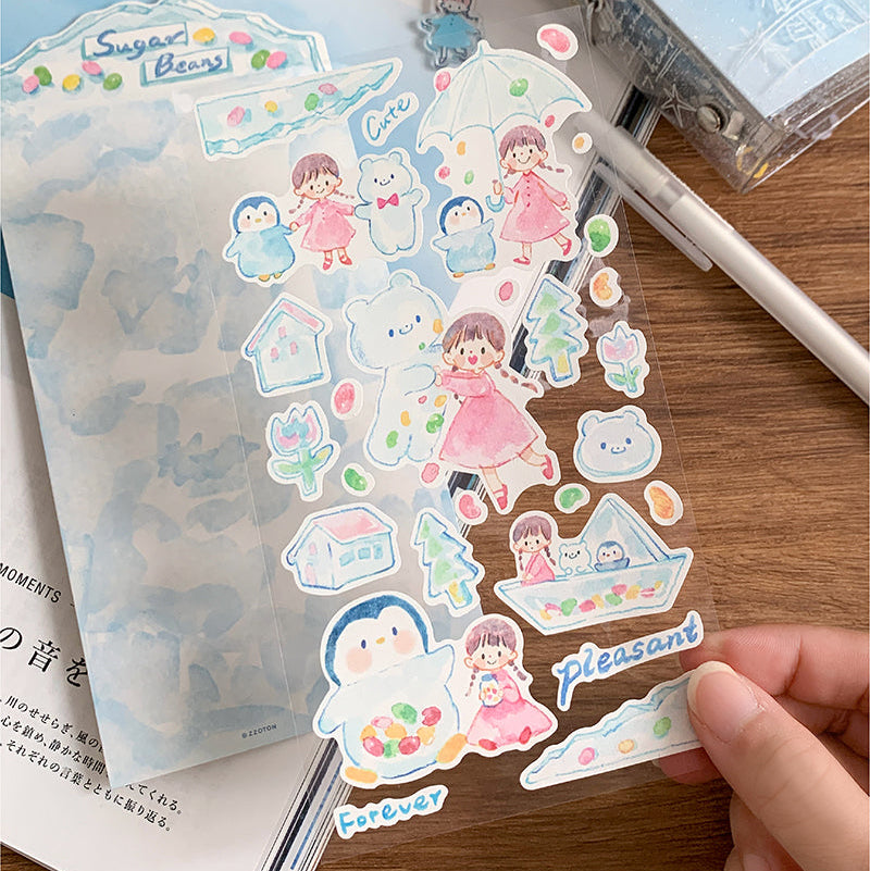 Featuring an adorable collection of colorful illustrations, this sticker sheet adds a warm, whimsical touch to planners, cards, photo albums, and creative projects. Each design is printed on durable writing paper with vibrant colors for easy decoration!