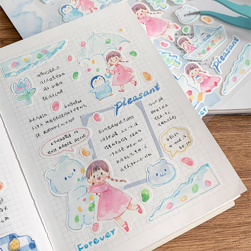 Featuring an adorable collection of colorful illustrations, this sticker sheet adds a warm, whimsical touch to planners, cards, photo albums, and creative projects. Each design is printed on durable writing paper with vibrant colors for easy decoration!