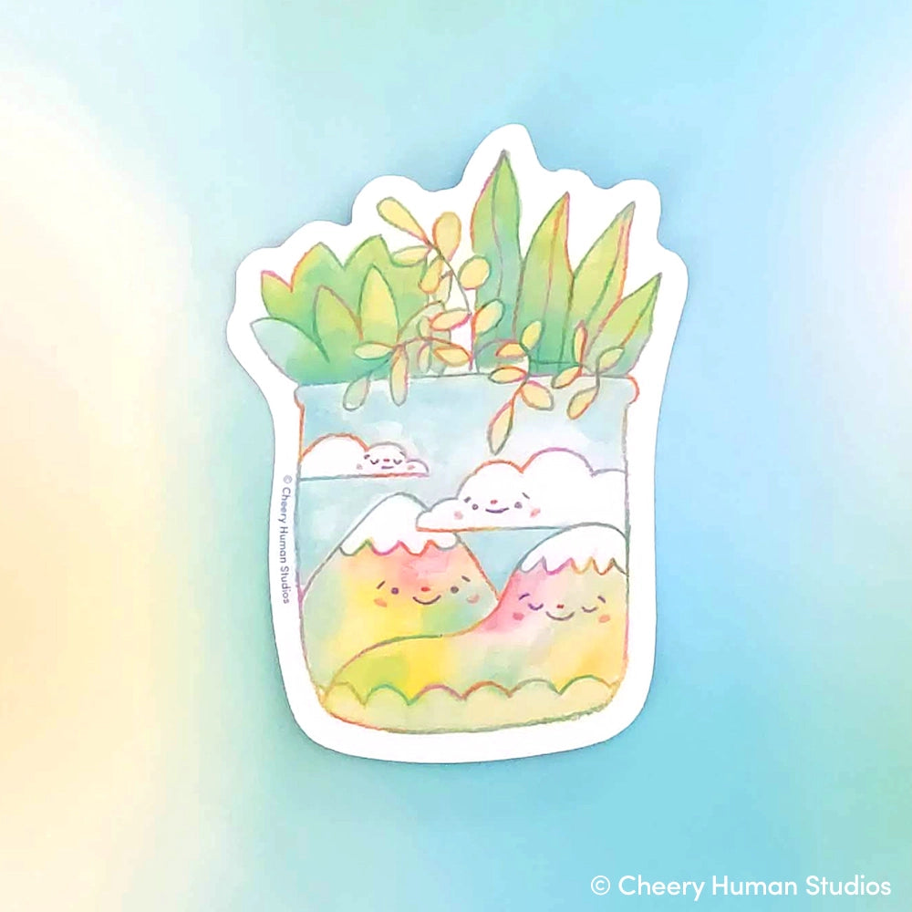 Rainbow Mountains + Plants Vinyl Sticker