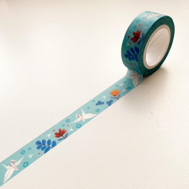 Cinta washi con forma de grulla de origami