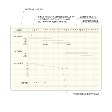 Laconic Style Notebook A5 - Gantt Chart