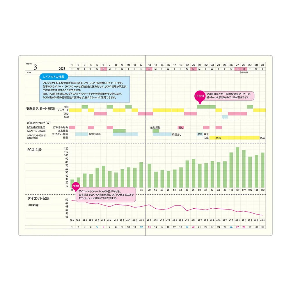Laconic Style Notebook A5 - Gantt Chart