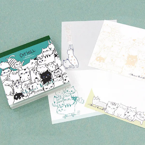 Shinzi Katoh Memo Pad - Cat Hill Green