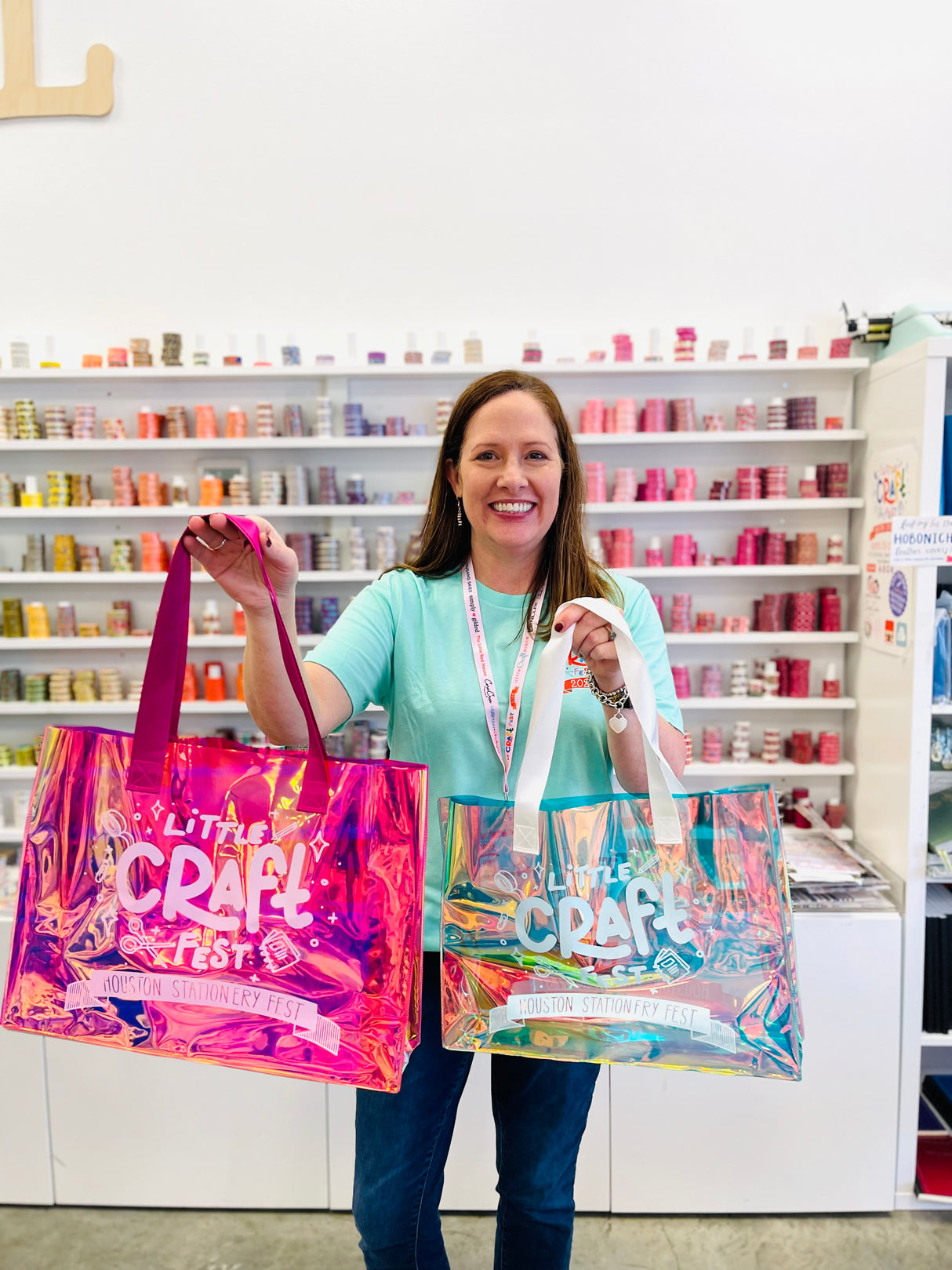 Iridescent Shopping Bag Blue - Little Craft Fest Exclusive