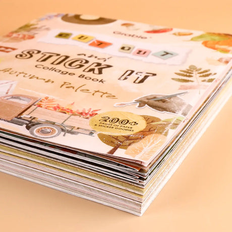 Immerse yourself in the golden season with this luxuriously thick collage book! Featuring 200+ pages of diverse premium papers and a curated sticker collection, we invite you on an enchanting journey themed "Autumn Palette" – unlocking infinite possibilities for art, journaling, and seasonal delight!