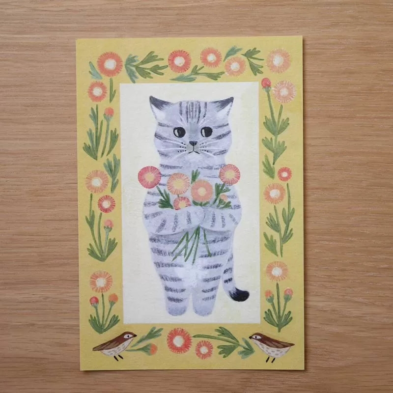 4legs Postcard - Cat in Picture Book #18 Tabby