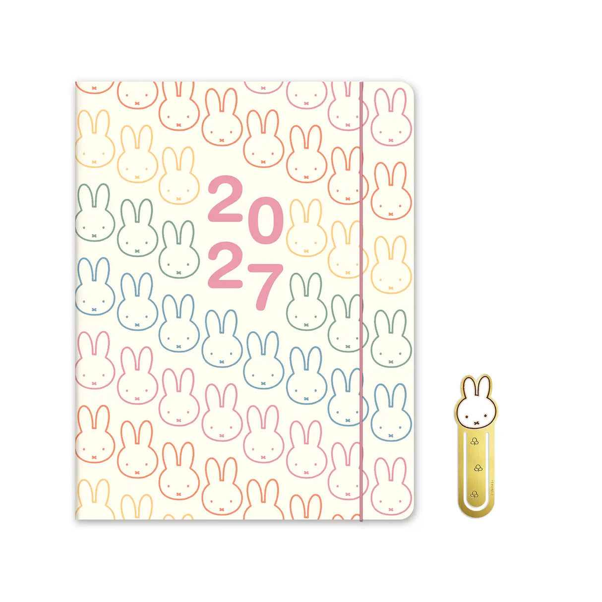 Plan the year with Miffy by your side! This slim 17-month planner (Aug. 2026–Dec. 2027) features monthly planning pages, full-color illustrations, tear-out shopping and to-do lists, and a handy interior pocket. A brass-and-enamel Miffy bookmark adds a charming touch while keeping your place with ease. 

• 7.5"w × 9.75"h 
• 17 months (Aug. 2026–Dec. 2027) 
• 48 pages; 120 gsm acid-free FSC®-certified paper 
• Softcover; Center-sewn binding 
• Brass and enamel bookmark 
• Elastic band closure 

© Mercis bv