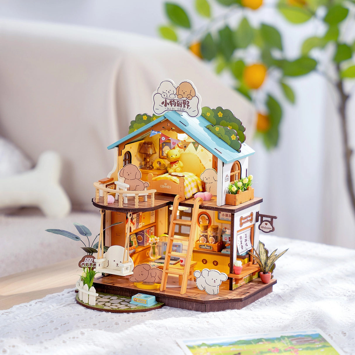 Diy Miniature House Kit: Puppy's Cozy Villa