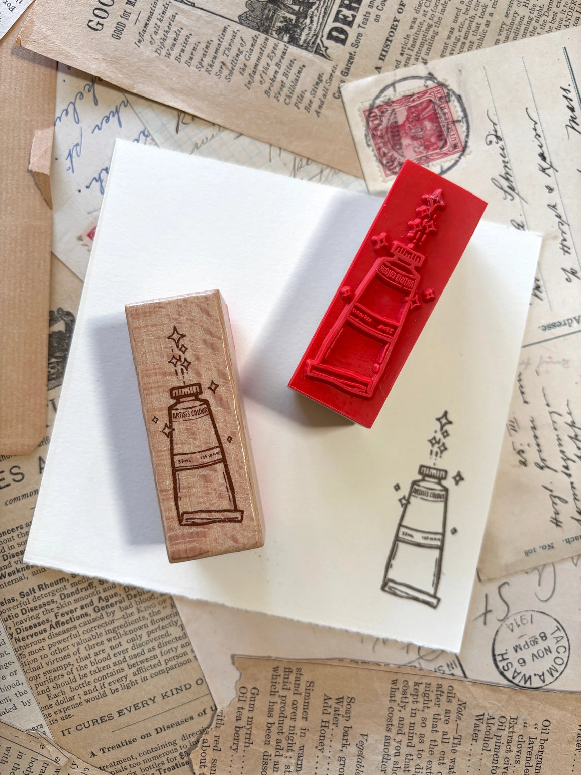 The Creeping Moon - Paint Tube Rubber Stamp